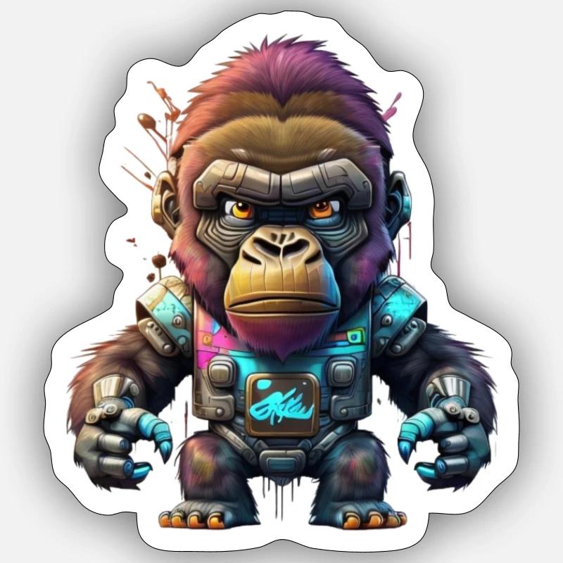 Robot Gorilla - Sticker size S (10 x 10 cm) - white matte
