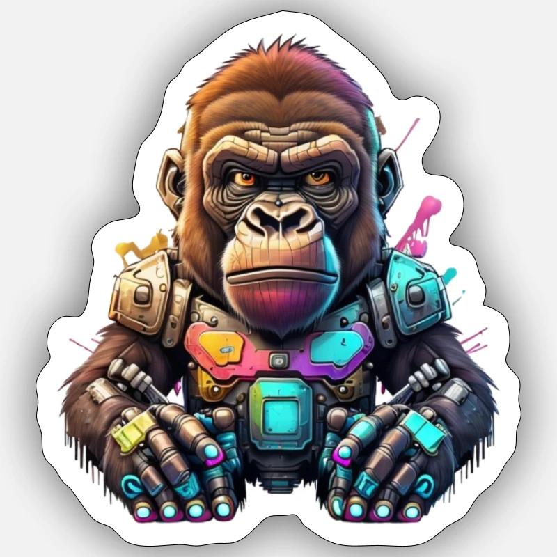 Robot Gorille Sticker taille S (10 x 10 cm)