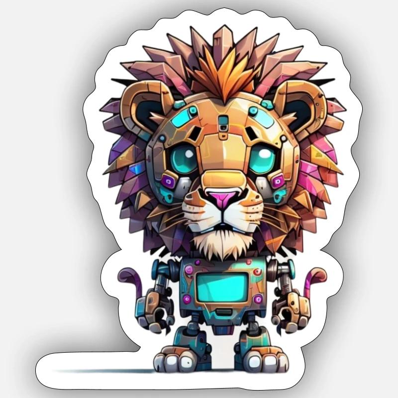 Robot Lion - Sticker size S (10 x 10 cm) - white matte