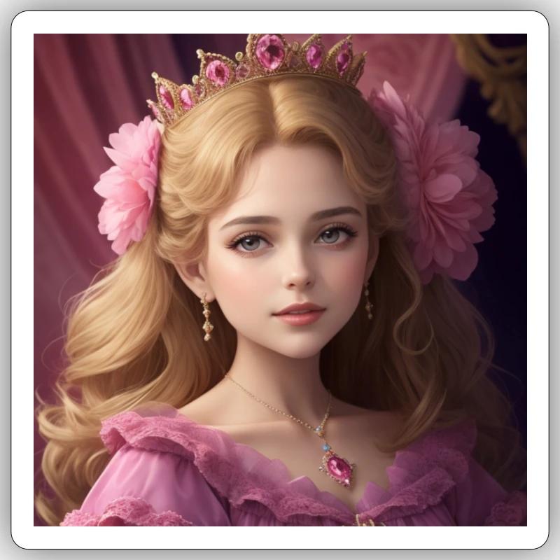 princesse blonde - Sticker taille S (10 x 10 cm) - blanc mat
