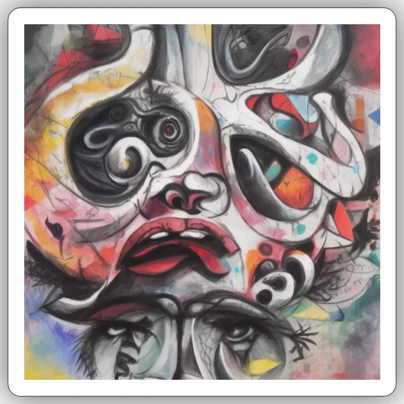 abstract skull Design by Benjamin Iddouche - Sticker size S (10 x 10 cm) - white matte