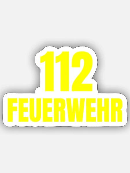 112 Feuerwehr - Sticker Größe S (10 x 10 cm) - Mattweiß