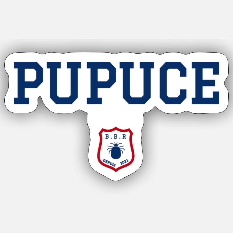 PUPUCE - Puce - Sticker taille S (10 x 10 cm) - blanc mat