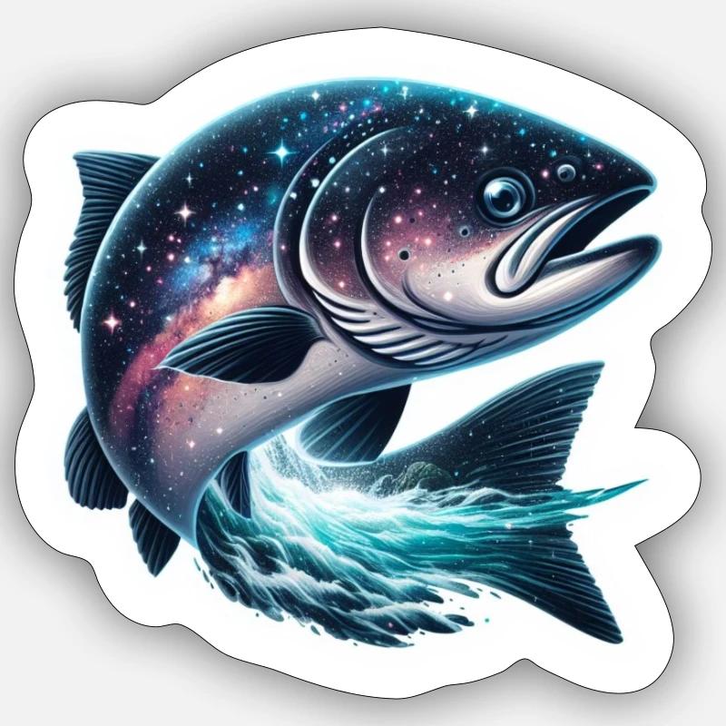 Celestial fish - Sticker size S (10 x 10 cm) - white matte