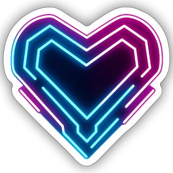 Futuristisches Neon-Herz | Cyber Heart Love Design - Sticker Größe S (10 x 10 cm) - Mattweiß - Vorne