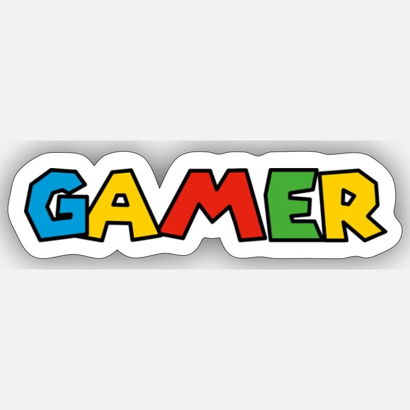 Gamer rainbow - Sticker taille S (10 x 10 cm) - blanc mat