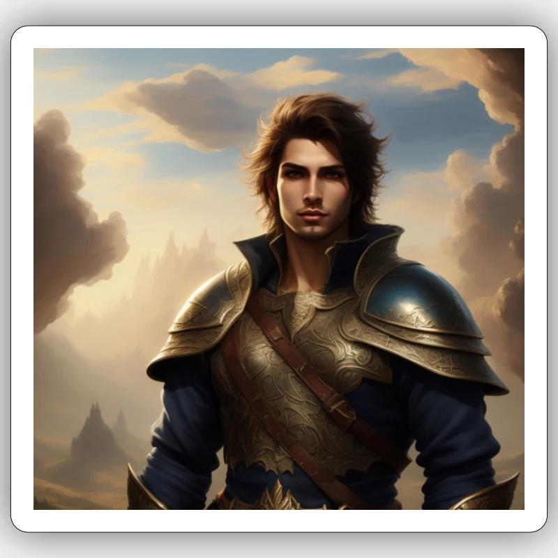 Fantasy Mann - Sticker Größe S (10 x 10 cm) - Mattweiß