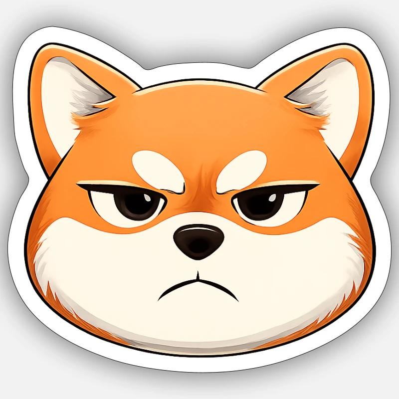 Grumpy, the shiba inu who makes a face Sticker size S (10 x 10 cm)