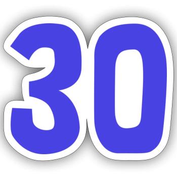 30. 30 YEARS. 30th ANNIVERSARY. 30TH ANNIVERSARY. - Sticker size S (10 x 10 cm) - white matte - Front