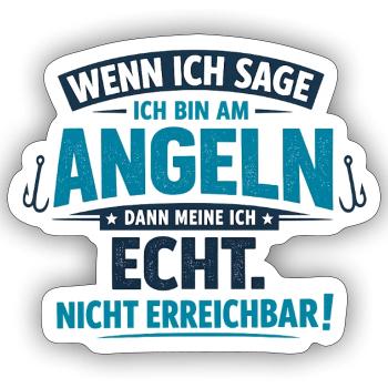 Angeln Ruhemodus – Nicht erreichbar - Sticker Größe S (10 x 10 cm) - Mattweiß - Vorne