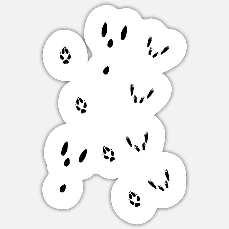 Trittsiegel Hase, Fuchs, Eichhörnchen - Sticker Größe S (10 x 10 cm) - Mattweiß