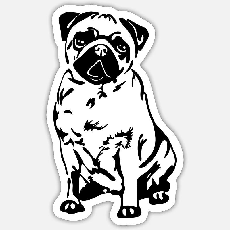 Mops Pug Hund Hunde Wilsigns - Sticker Größe S (10 x 10 cm) - Mattweiß