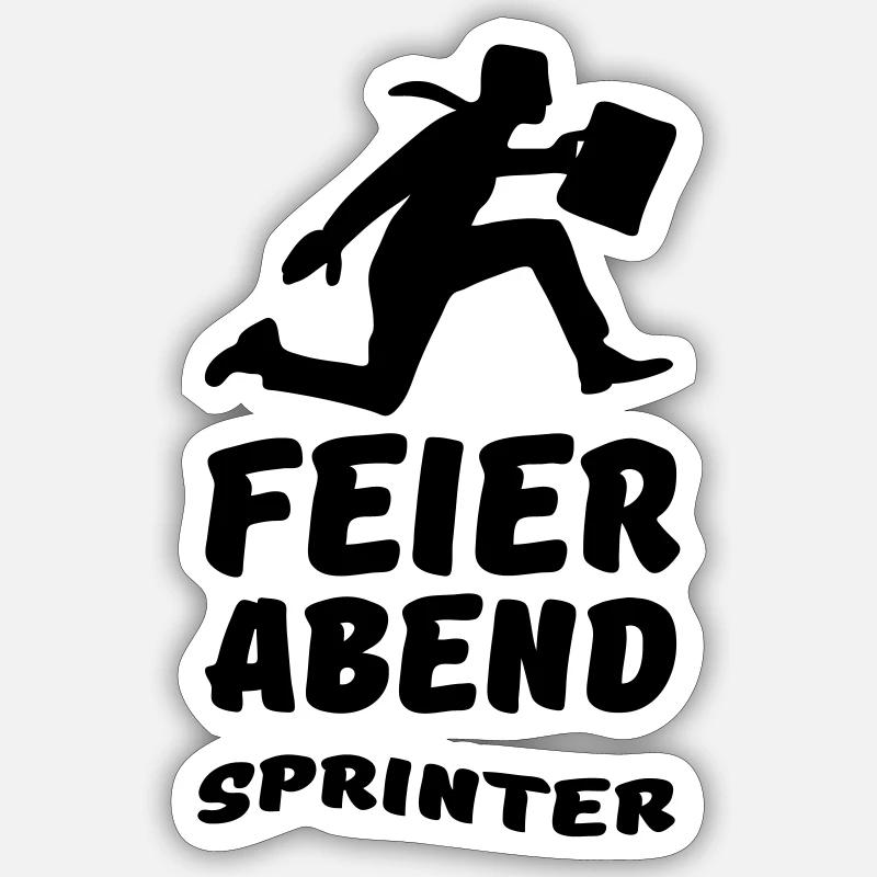 Feierabend Sprinter Geschenk Arbeit Büro Sticker Größe S (10 x 10 cm)