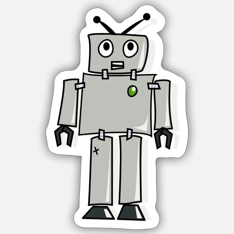 Roboter - Sticker Größe S (10 x 10 cm) - Mattweiß