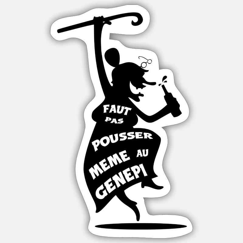 Faut pas pousser mémé... - Sticker taille S (10 x 10 cm) - blanc mat