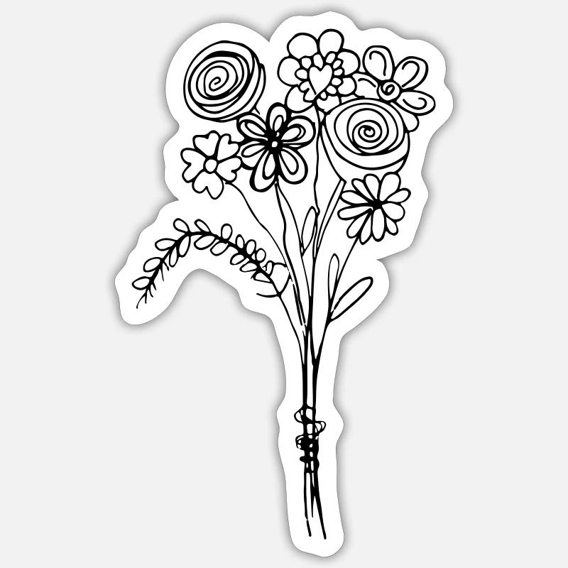 fleurs - Sticker taille S (10 x 10 cm) - blanc mat