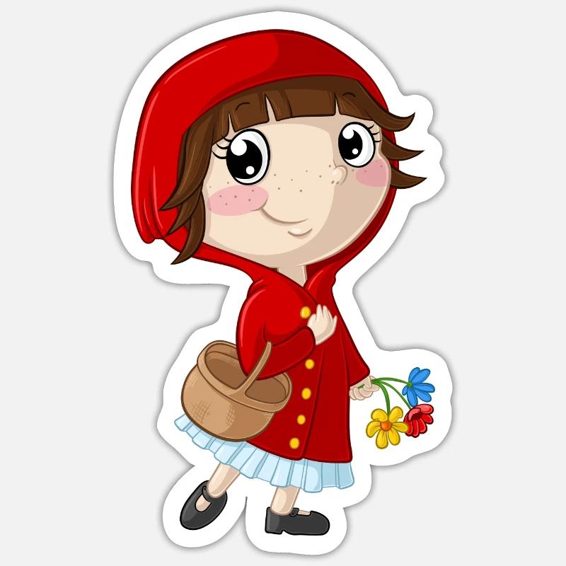Rotkäppchen Comic - Sticker Größe S (10 x 10 cm) - Mattweiß