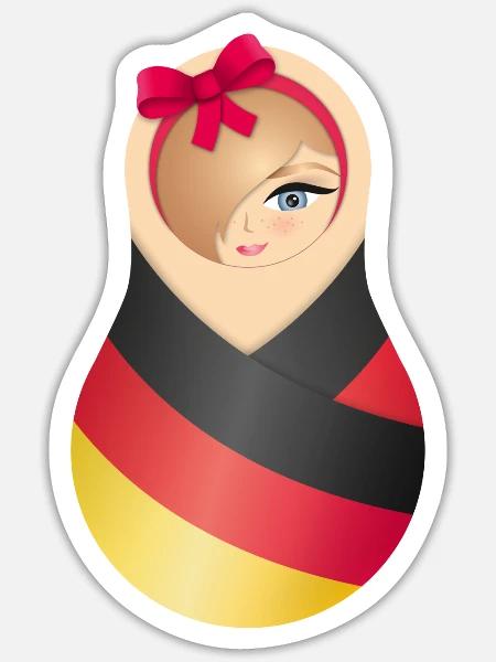 Matroschka Jule – Team Germany - Sticker Größe S (10 x 10 cm) - Mattweiß