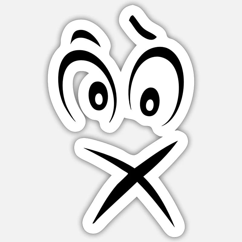 sourire bouche cousu - Sticker taille S (10 x 10 cm) - blanc mat