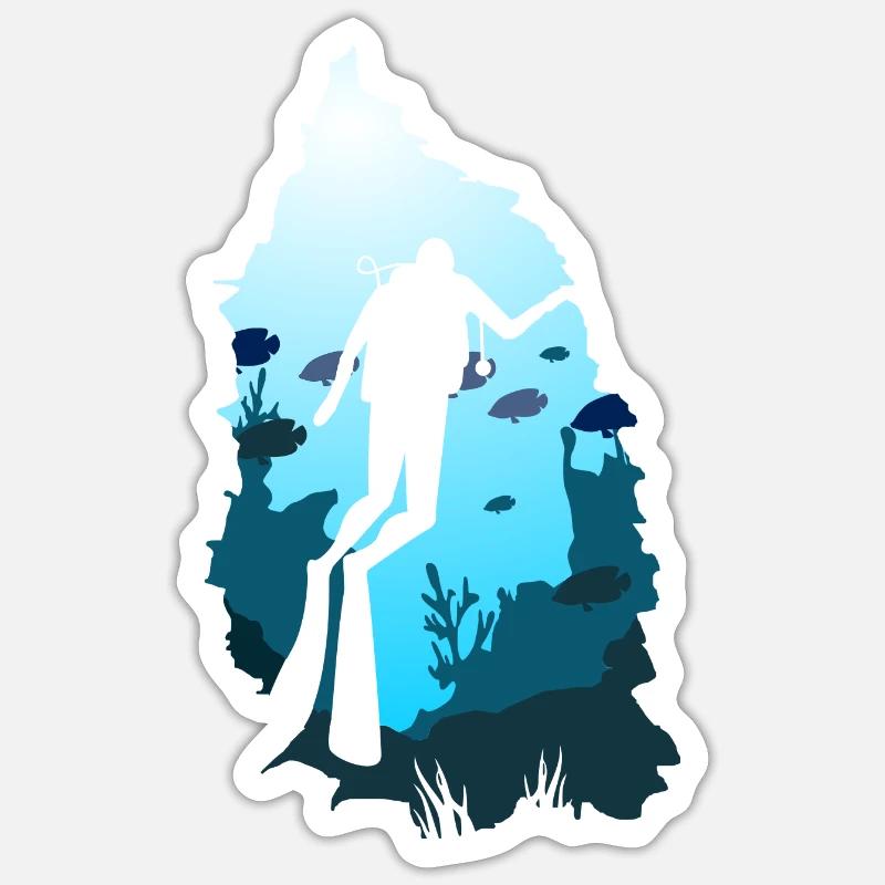 plongee - Sticker taille S (10 x 10 cm) - blanc mat