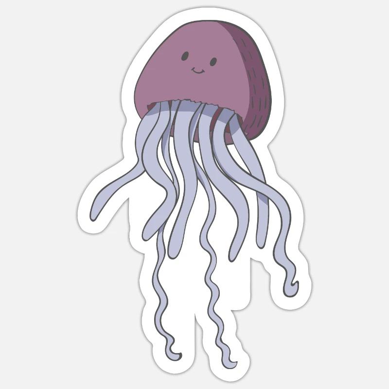 La méduse - Sticker taille S (10 x 10 cm) - blanc mat