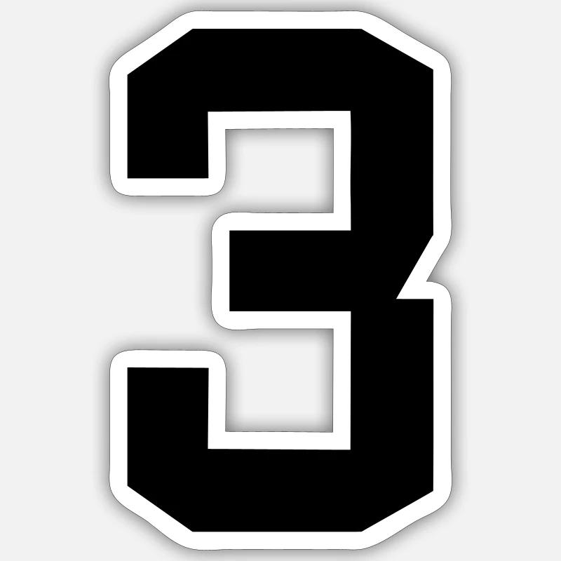 Number 3 - Sticker Größe S (10 x 10 cm) - Mattweiß