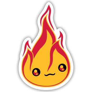 gesicht suess niedlich klein comic cartoon feuer f - Sticker Größe S (10 x 10 cm) - Mattweiß - Vorne