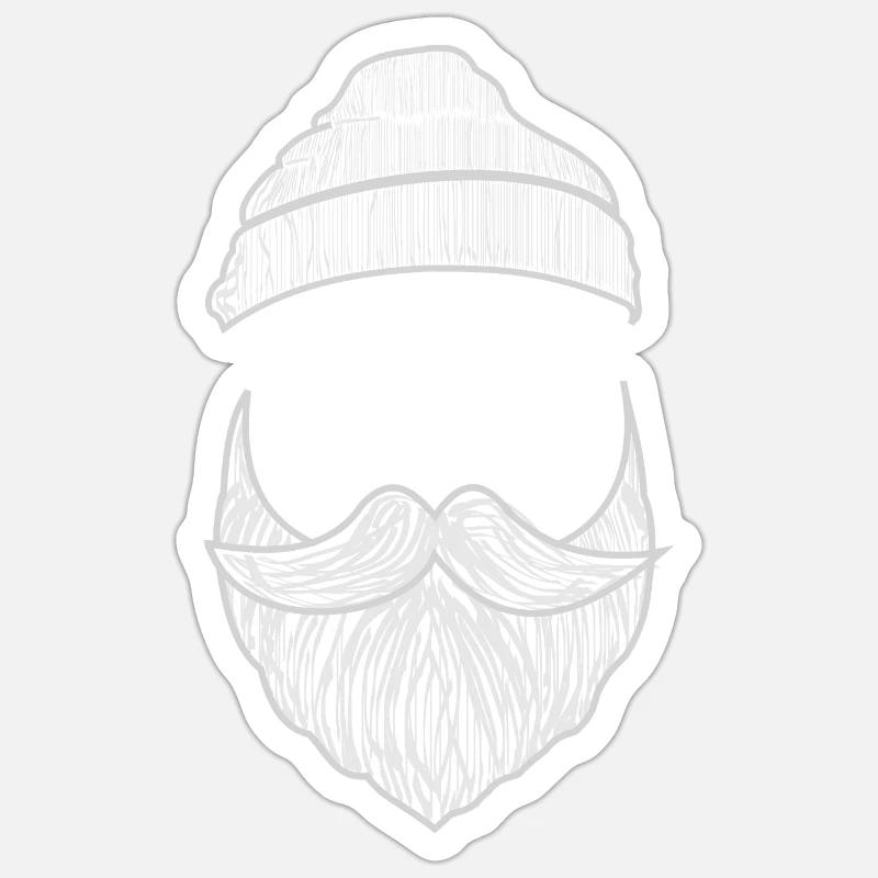 Beard with cap - Sticker size S (10 x 10 cm) - white matte