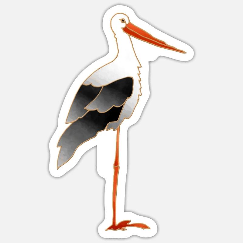 cigogne - Sticker taille S (10 x 10 cm) - blanc mat