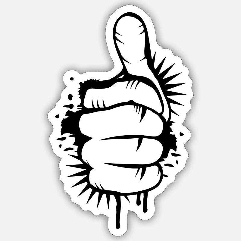 un graffiti de pouce - Sticker taille S (10 x 10 cm) - blanc mat
