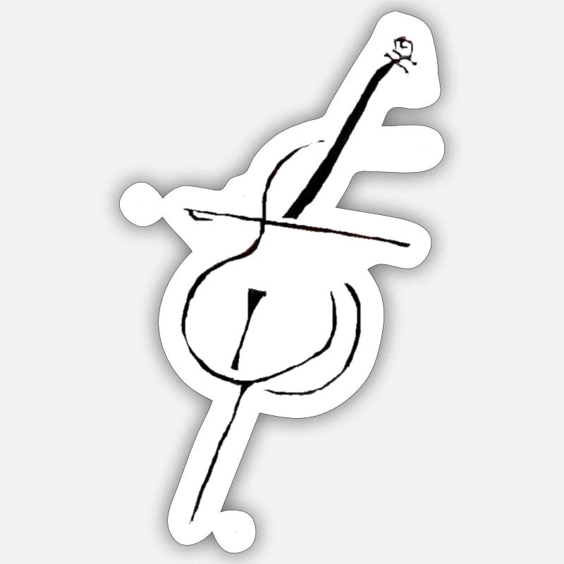 Violoncelle pur - Sticker taille S (10 x 10 cm) - blanc mat