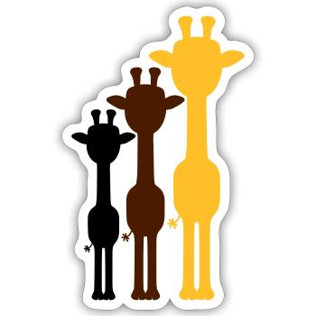 3 Colors Cool Giraffe Outline Shadow Silhouette - Sticker size S (10 x 10 cm) - white matte - Front