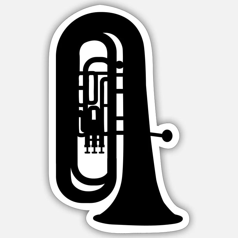 Tuba - Sticker size S (10 x 10 cm) - white matte