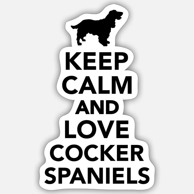 Keep calm and love Cocker Spaniels - Sticker taille S (10 x 10 cm) - blanc mat