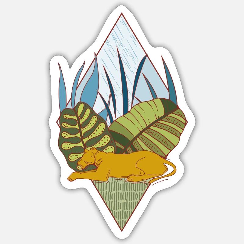 Lionne polygone - Sticker taille S (10 x 10 cm) - blanc mat