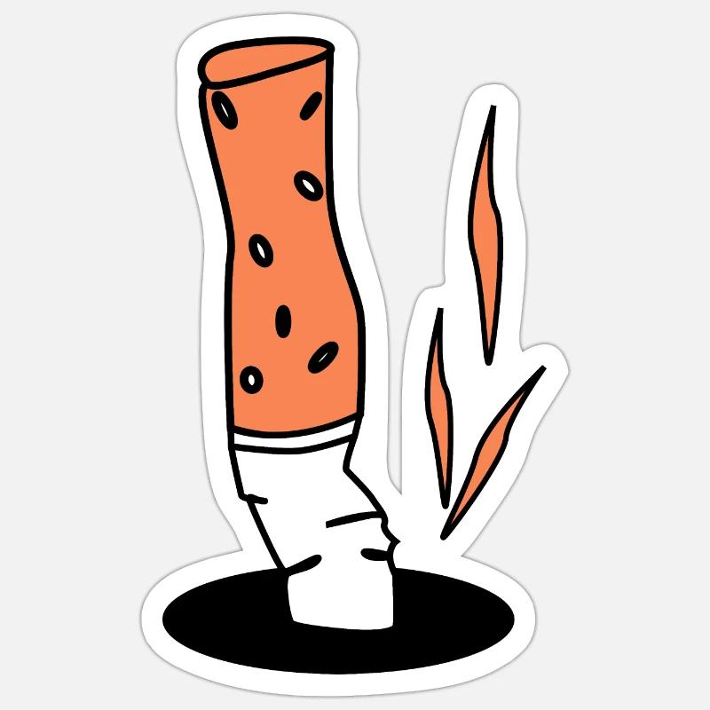 Cigarette cigarette Mégots - Sticker taille S (10 x 10 cm) - blanc mat