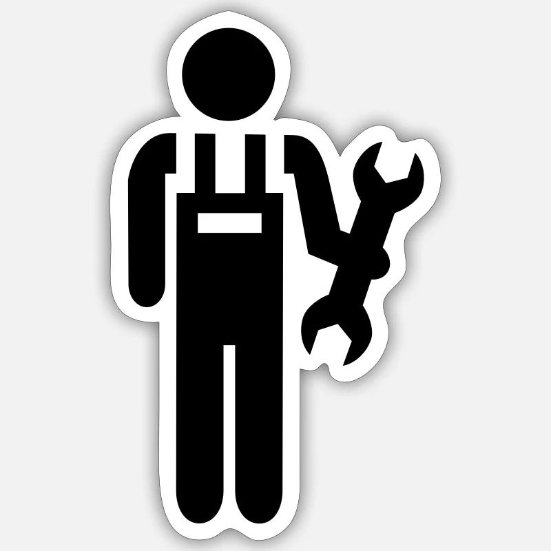 Mécanicien - Sticker taille S (10 x 10 cm) - blanc mat