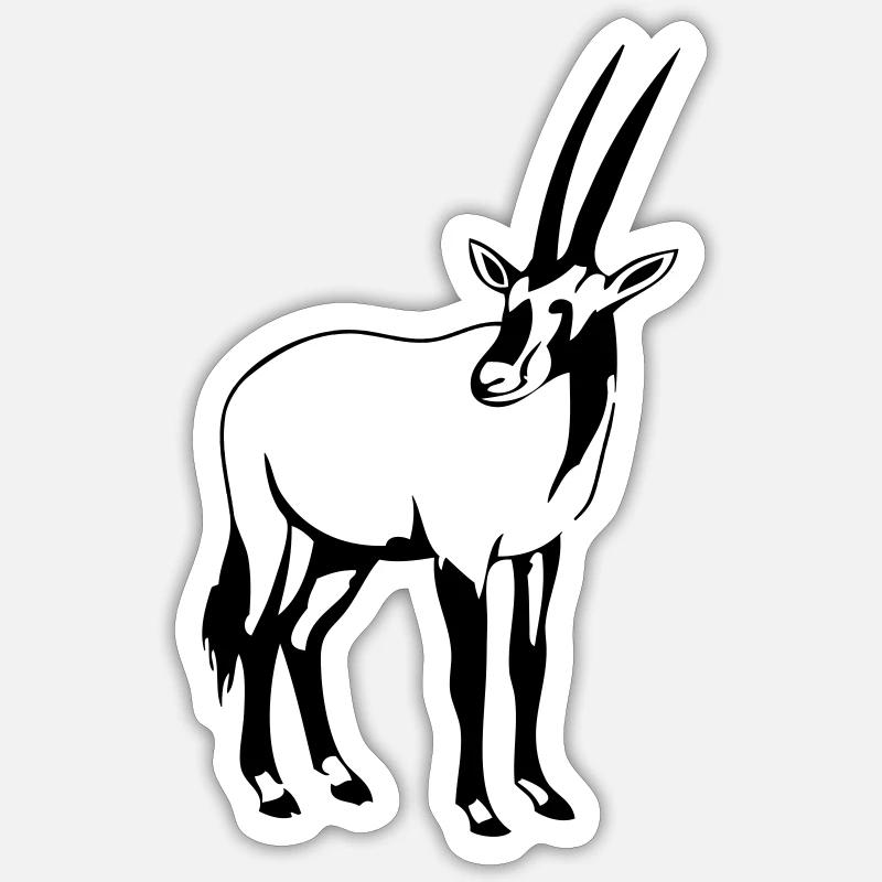 Oryx - Antilope - Sticker Größe S (10 x 10 cm) - Mattweiß