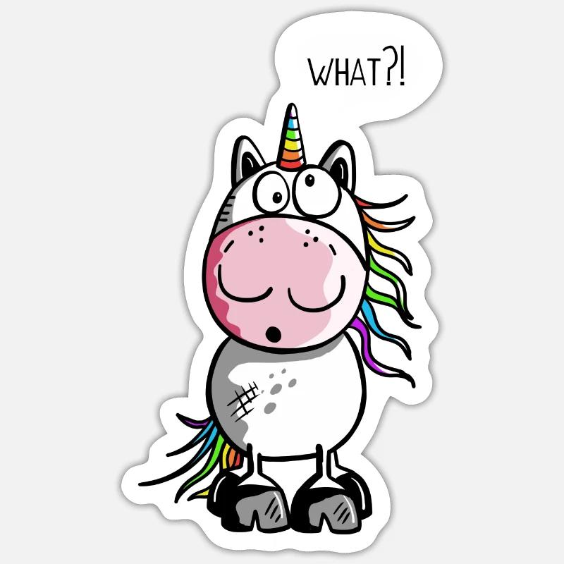 Drôle Licorne - Sticker taille S (10 x 10 cm) - blanc mat