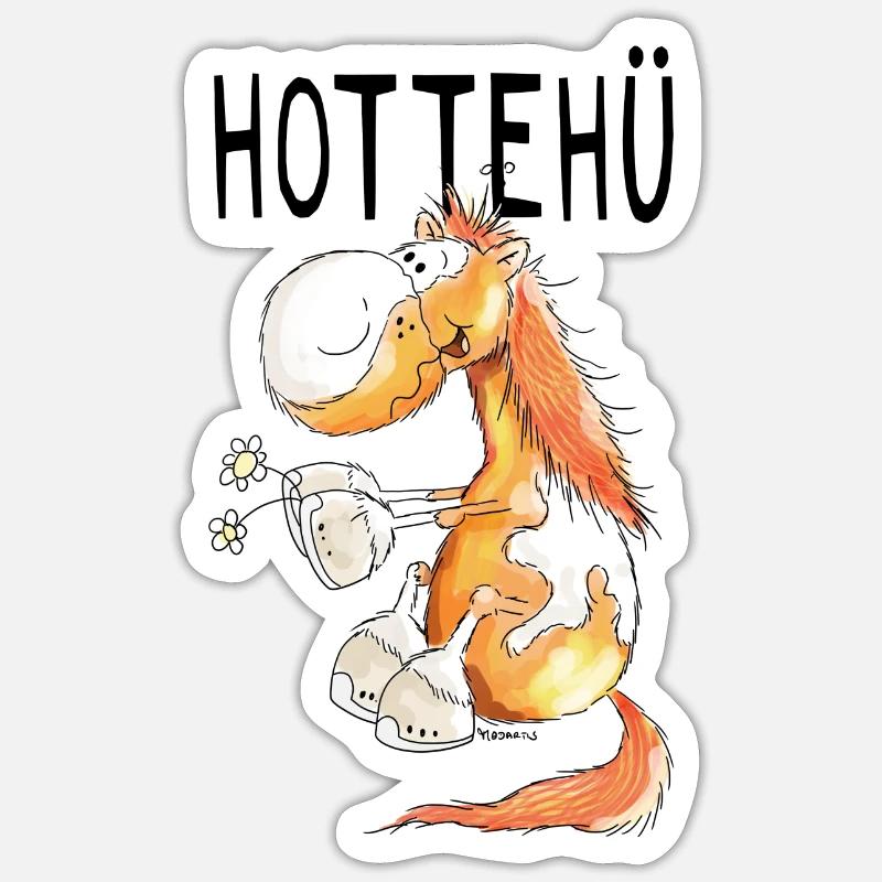 Hottehü Pferd - Pferde - Pony - Pferdchen - Comic - Sticker Größe S (10 x 10 cm) - Mattweiß