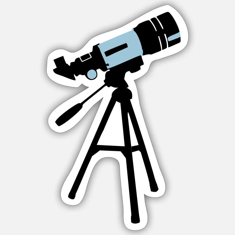 Teleskop, Astronomie - Sticker Größe S (10 x 10 cm) - Mattweiß