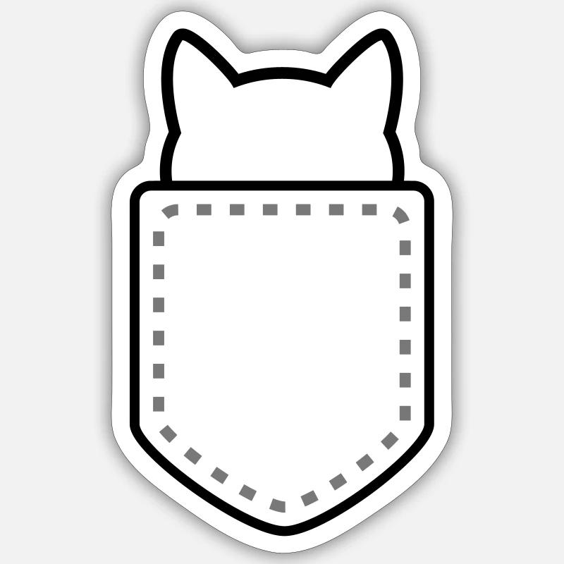 Chat dans une poche - Sticker taille S (10 x 10 cm) - blanc mat