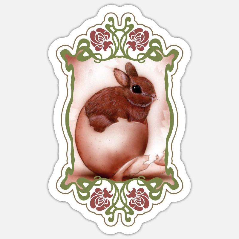 Lapin de pâques - Sticker taille S (10 x 10 cm) - blanc mat