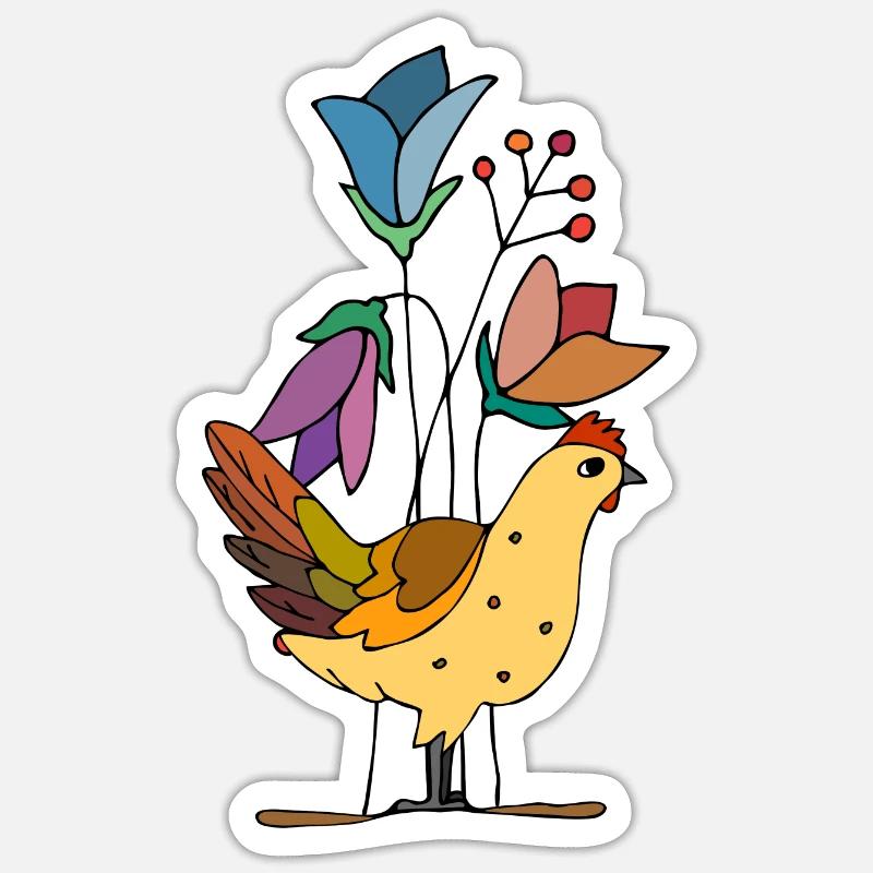Poule - Sticker taille S (10 x 10 cm) - blanc mat