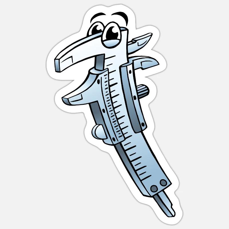 Metal construction caliper - Sticker size S (10 x 10 cm) - white matte