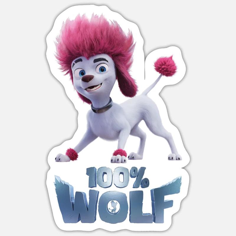 100% Wolf Freddy playful - Sticker size S (10 x 10 cm) - white matte