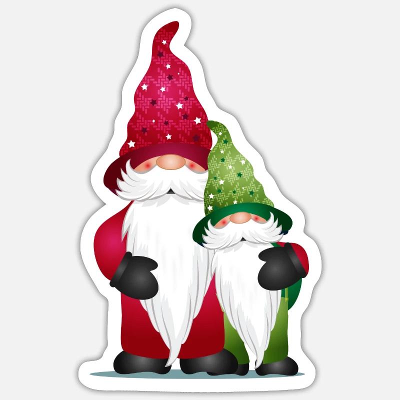 petits amis de lutins mignons pour Noël - Sticker taille S (10 x 10 cm) - blanc mat