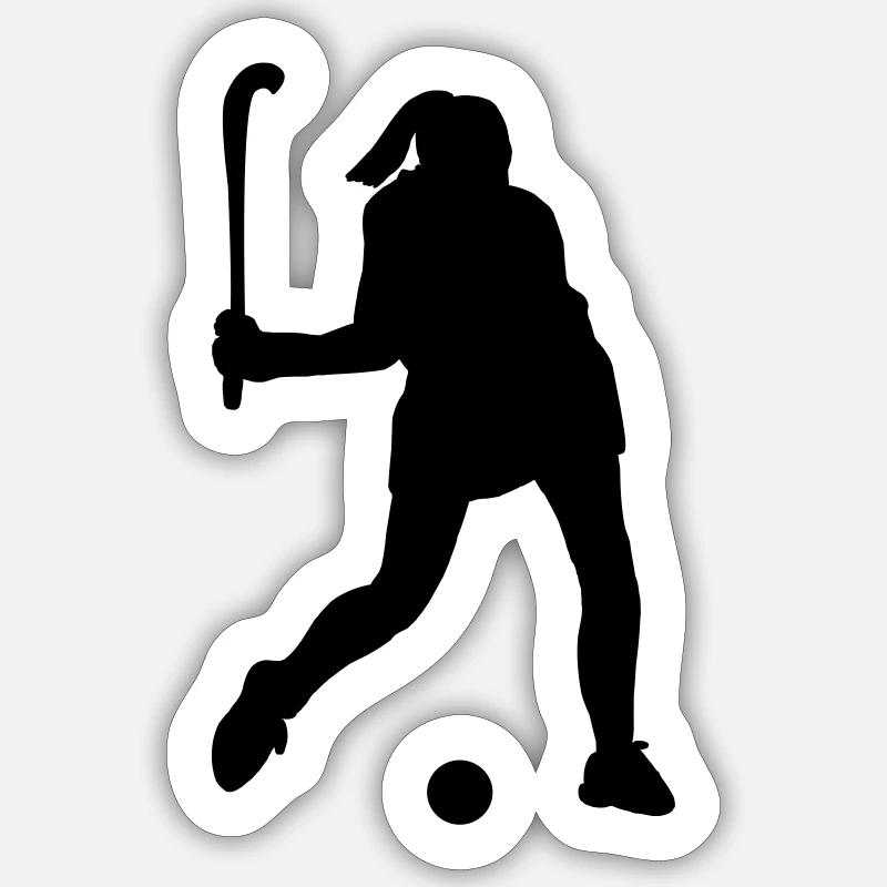 Hockey player shadow image - Sticker size S (10 x 10 cm) - white matte