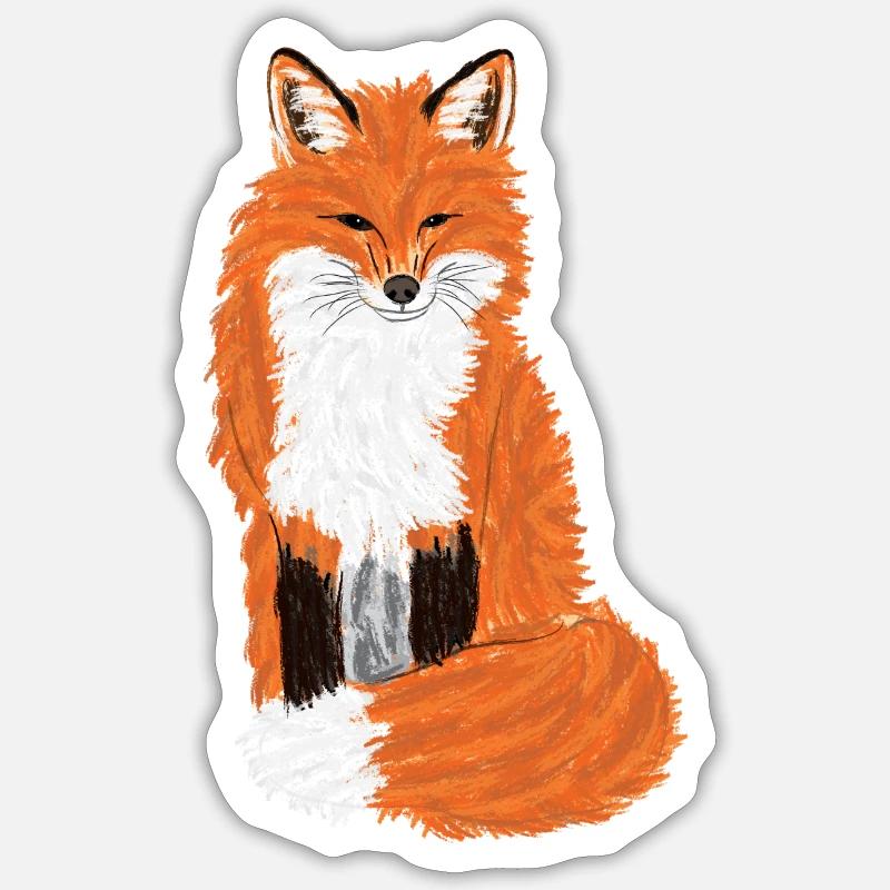 Sitzender Rotfuchs/Sitting Red Fox I Sticker Größe S (10 x 10 cm)