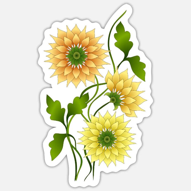 Fleurs - Sticker taille S (10 x 10 cm) - blanc mat